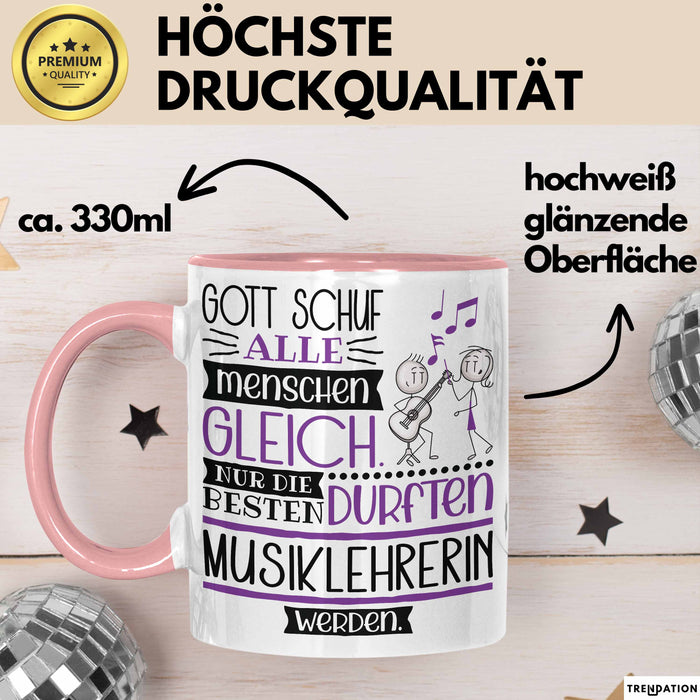 Musiklehrerin Geschenk Becher Tasse Gott Schuf Alle Menschen Gleich Nur Die Besten Durfeten Musiklehrerin Werden Geschenkidee Lustig Rosa Trendation