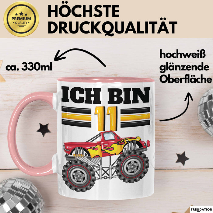 11. Geburtstag Geschenk Tasse Becher Jungs Trucks Geburtstagsgeschenk Ich Bin 11 Rosa Trendation