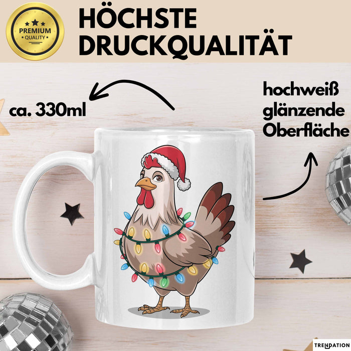 Huhn Weihnachtsfeier Tasse Geschenk Lustige Geschenkidee Spruch Weiß Trendation