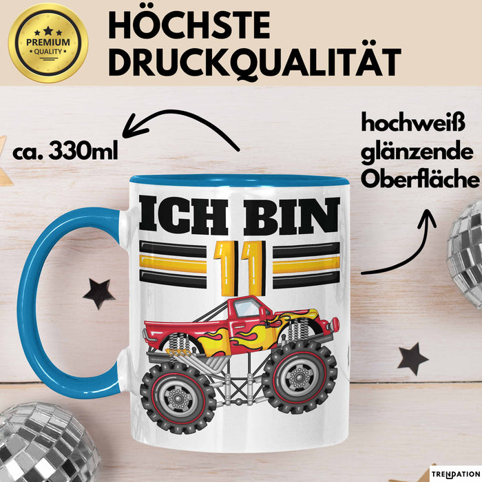 11. Geburtstag Geschenk Tasse Becher Jungs Trucks Geburtstagsgeschenk Ich Bin 11 Blau Trendation
