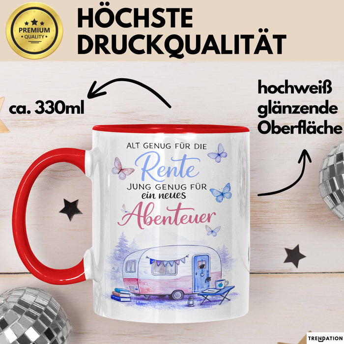 Rentner Pensionär Sarkasmus Tasse Geschenk Lustige Geschenkidee Spruch Alt Genug Für Die Rente Rot Trendation