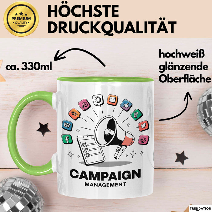 Kampagnen Manager Tasse Geschenk Lustige Geschenkidee Spruch Für Politische Strategen Grün Trendation