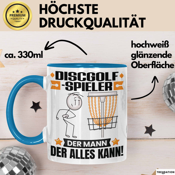 Discgolf-Spieler Tasse Geschenk für Discgolf-Spieler Der Mann Der Alles Kann Geschenkidee zum Geburtstag Blau Trendation