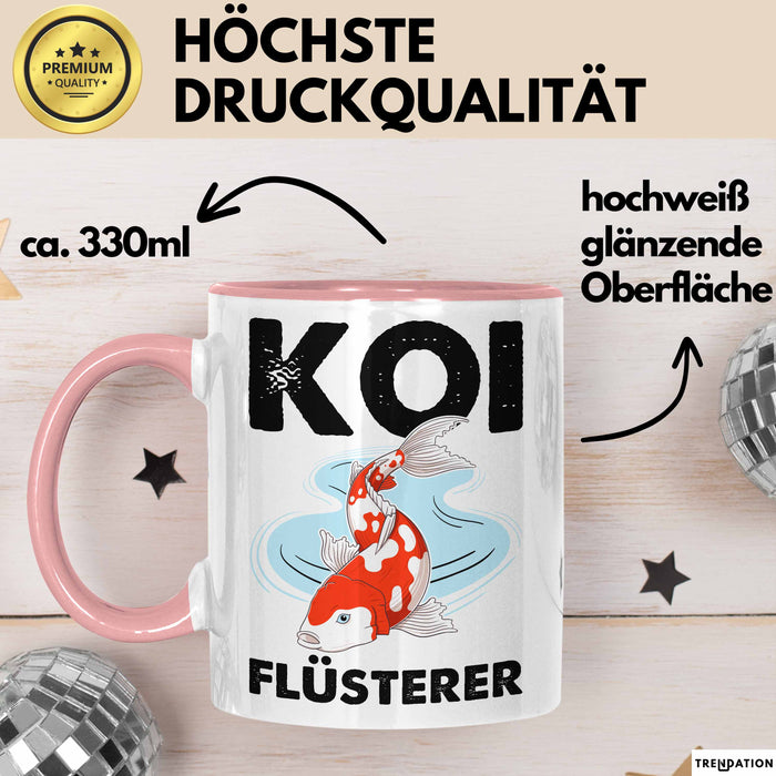 Koi-Fisch Tasse Geschenk Koi Flüsterer Koi Züchter Geschenkidee Becher Rosa Trendation