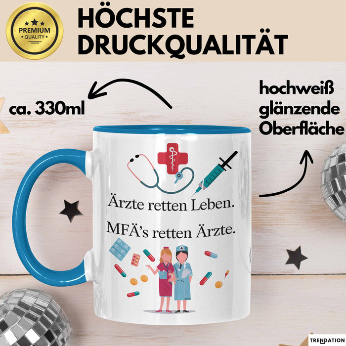 Medizinstudent Arzt Tasse Geschenk Lustige Geschenkidee Spruch Ärzte Retten Leben Mfas Retten Ärzte Blau Trendation