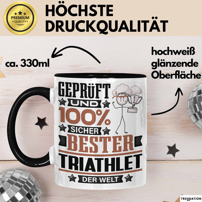 Triathlet Geschenk Lustiger Spruch für Triathlet Geschenkidee Bester Triathlet Der Welt Schwarz Trendation