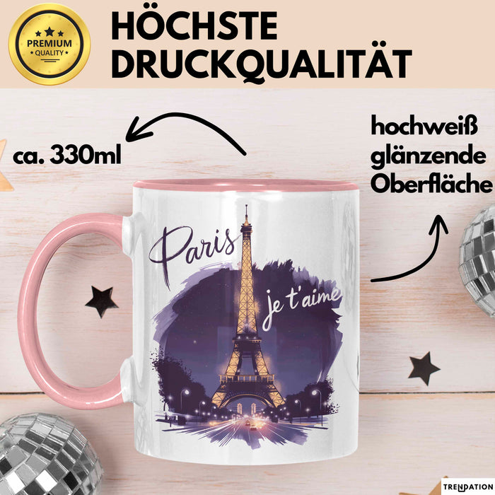 Frankreich Paris Eiffelturm Tasse Geschenk Lustige Geschenkidee Spruch Rosa Trendation