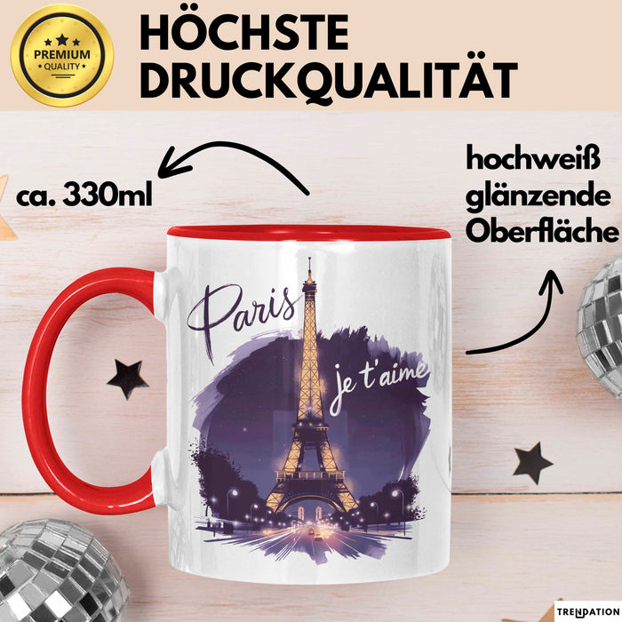 Frankreich Paris Eiffelturm Tasse Geschenk Lustige Geschenkidee Spruch Rot Trendation