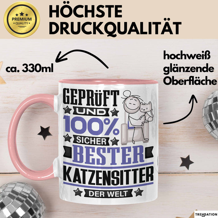 Katzensitter Geschenk Lustiger Spruch für Katzensitter Geschenkidee Bester Katzensitter Der Welt Rosa Trendation