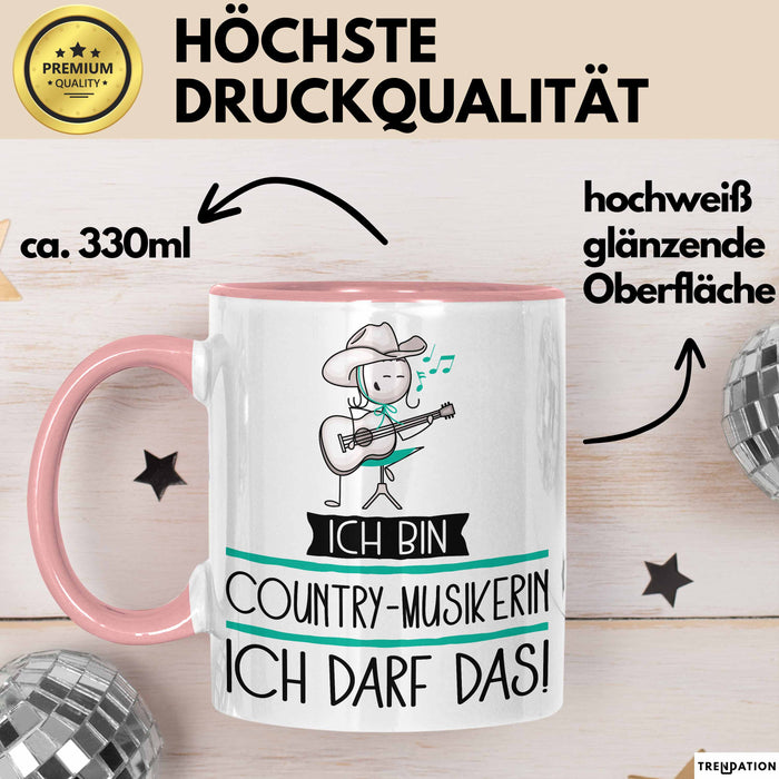 Geschenk für Country-Musikerin Tasse Lustige Geschenkidee Geburtstag Ich Bin Country-Musikerin Ich Darf Das Rosa Trendation