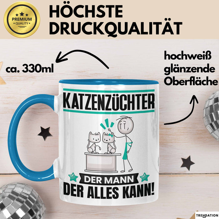 Katzenzüchter Tasse Geschenk für Katzenzüchter Der Mann Der Alles Kann Geschenkidee zum Geburtstag Blau Trendation