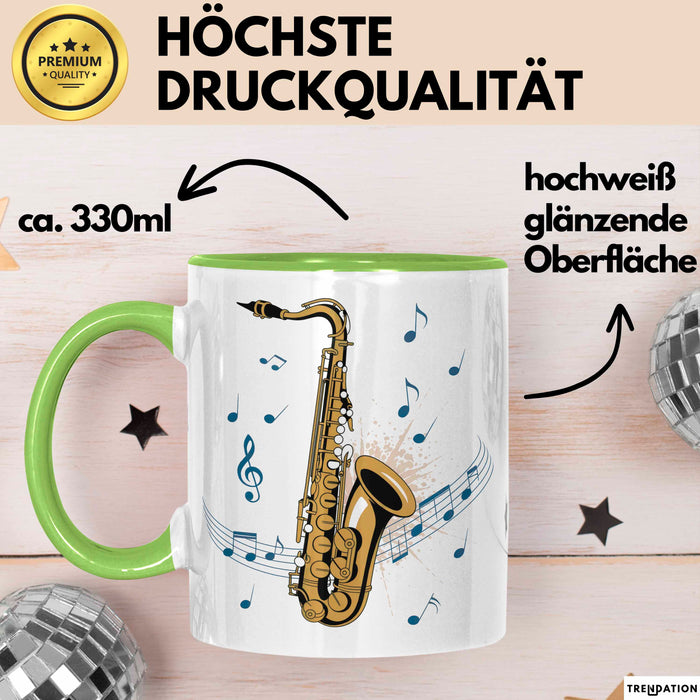 Saxophonspieler Tasse Geschenk Lustige Geschenkidee Spruch Grün Trendation