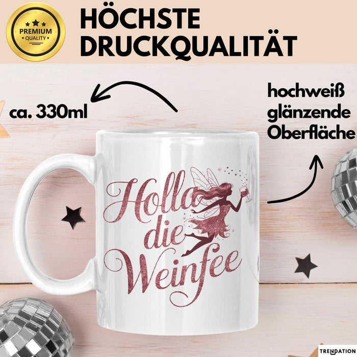 Weintrinker Trinken Fee Tasse Geschenk Lustige Geschenkidee Spruch Weinliebhaber Fee Weiß Trendation