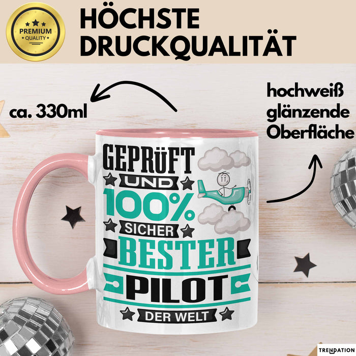 Pilot Geschenk Lustiger Spruch für Pilot Geschenkidee Bester Pilot Der Welt Rosa Trendation