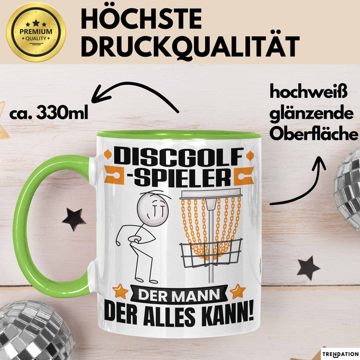 Discgolf-Spieler Tasse Geschenk für Discgolf-Spieler Der Mann Der Alles Kann Geschenkidee zum Geburtstag Grün Trendation