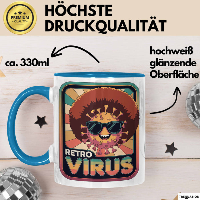Computerprogrammierer Softwareingenieur Tasse Geschenk Lustige Geschenkidee Spruch Retro Virus Blau Trendation