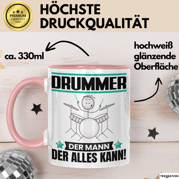 Drummer Tasse Geschenk für Drummer Der Mann Der Alles Kann Geschenkidee zum Geburtstag Rosa Trendation