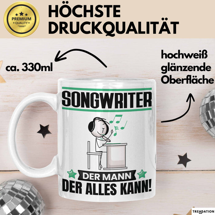 Songwriter Tasse Geschenk für Songwriter Der Mann Der Alles Kann Geschenkidee zum Geburtstag Weiß Trendation