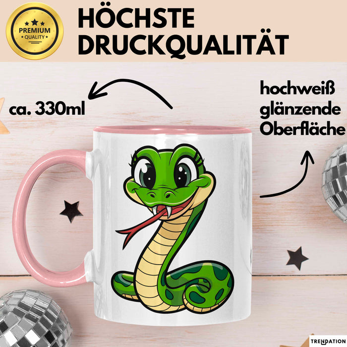 Reptil Schlange Tier Tasse Geschenk Lustige Geschenkidee Spruch Rosa Trendation