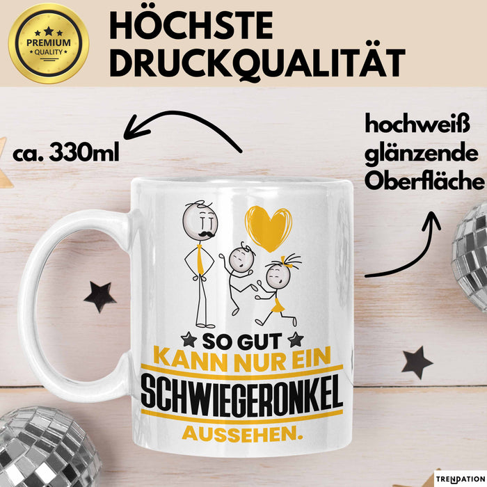 Schwiegeronkel Geschenk Tasse So Gut Kann Nur Ein Schwiegeronkel Aussehen Geschenkidee Kaffee-Becher Weiß Trendation