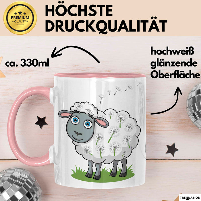 Schaf Tier Bauer Tasse Becher Geschenk Lustige Geschenkidee Spruch Rosa Trendation