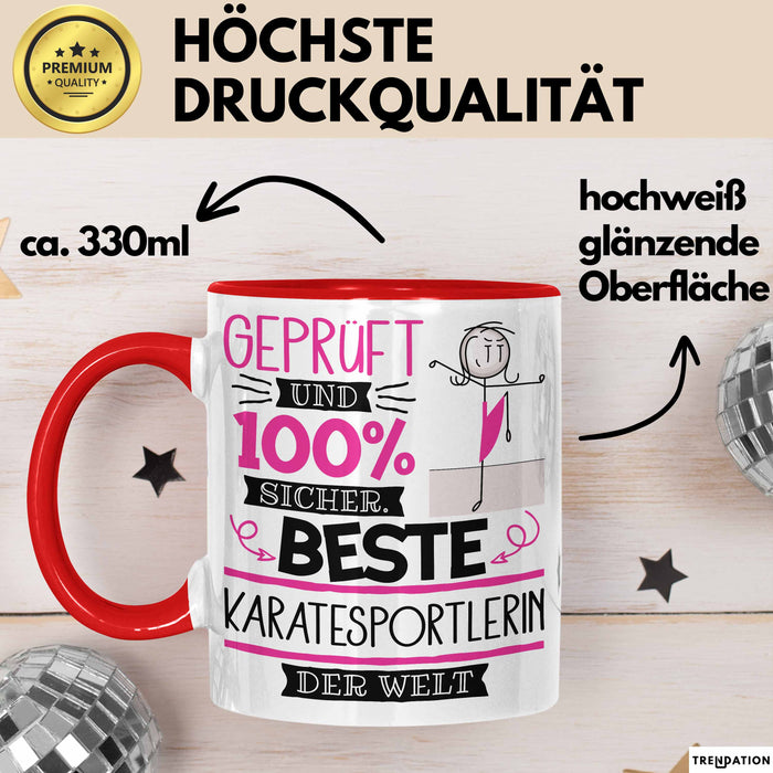 Beste Karatesportlerin Der Welt Tasse Geschenk für Eine Karatesportlerin Geprüft Und Sicher Geschenkidee Geburtstag Weihnachten Rot Trendation