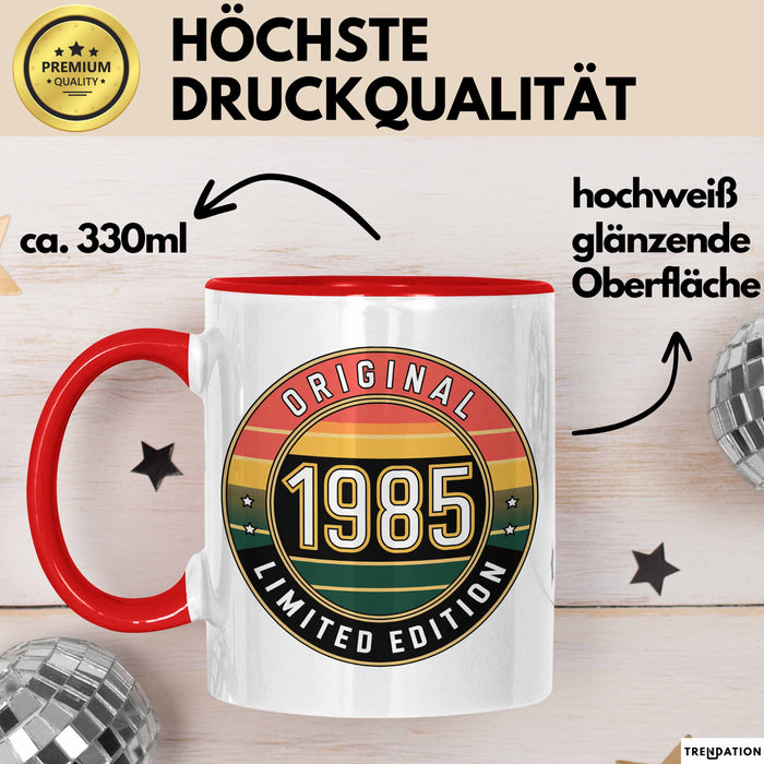 40 Geburtstag Party Tasse Geschenk Lustige Geschenkidee Spruch Original 1985 Limitierte Edition Rot Trendation