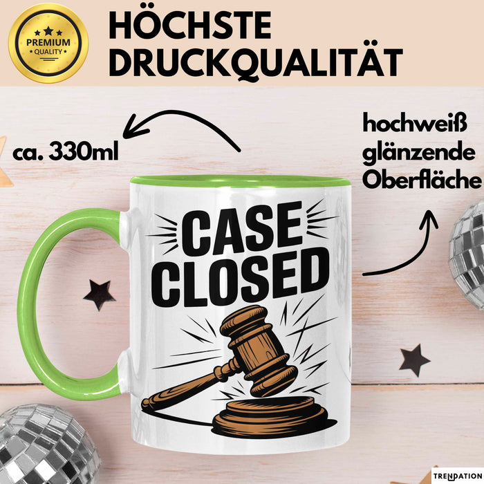 Richter Tasse Geschenkidee Fall abgeschlossen Gericht Held Geschenkidee Lustig Grün Trendation