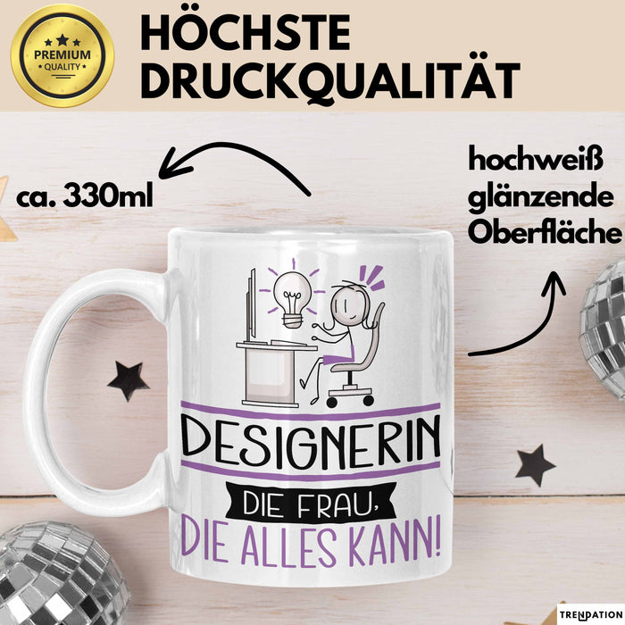 Designerin Geschenk Tasse Becher Die Frau Die Allen Kann Geschenkidee für eine Designerin Lustig Weiß Trendation