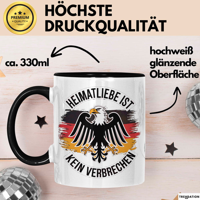 Deutscher Adler Vogel Tasse Geschenk Lustige Geschenkidee Spruch Heimat Liebheit Ist Kein Verbrechen Deutschland Eagle Schwarz Trendation