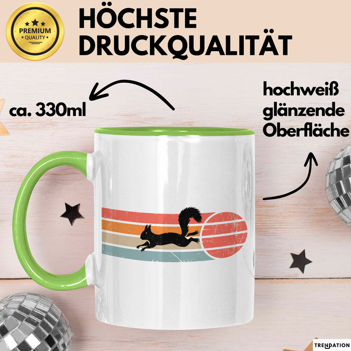Eichhörnchen Tierliebhaber Retro Tasse Geschenk Lustige Geschenkidee Spruch Grün Trendation