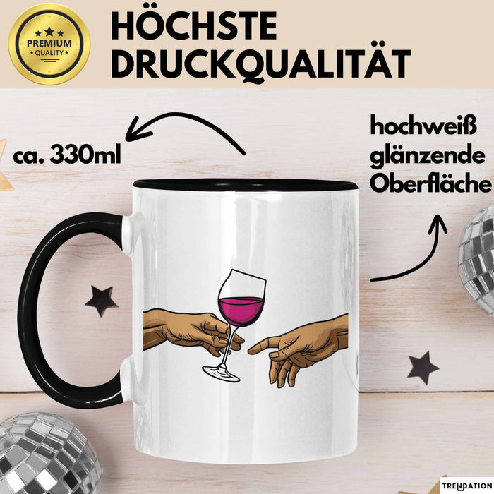 Weinliebhaber Tasse Geschenk Erschaffung Von Adam Kunst Geschenkidee 2 Hände Finger Rotwein Wein Liebhaber Trendation