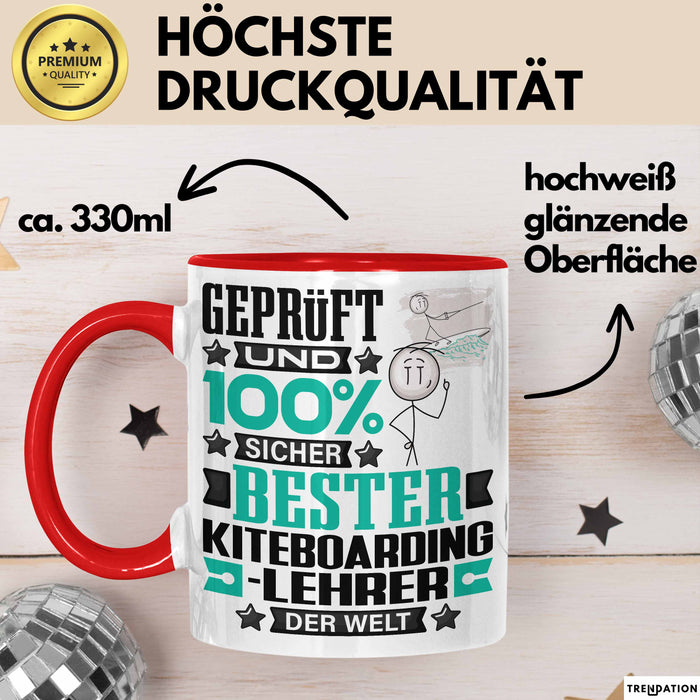 Kiteboarding-Lehrer Geschenk Lustiger Spruch für Kiteboarding-Lehrer Geschenkidee Bester Kiteboarding-Lehrer Der Welt Rot Trendation