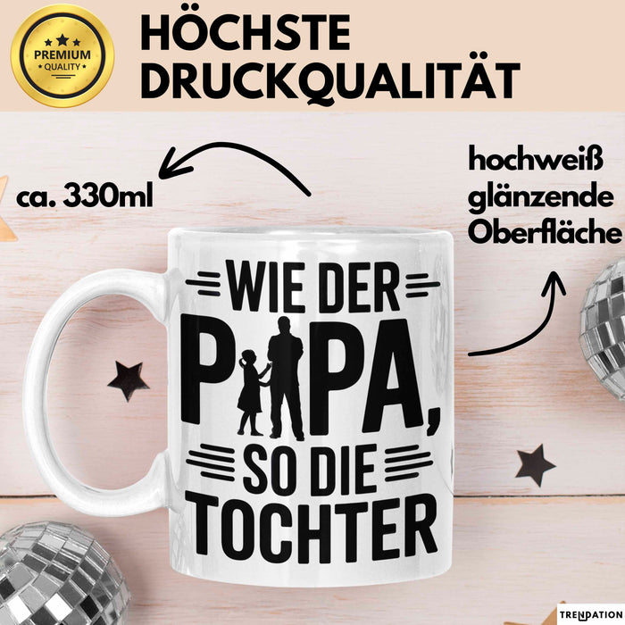 Papa Vatertag Tasse Becher Geschenk Lustige Geschenkidee Spruch Wie Der Papa So Die Tochter Weiß Trendation