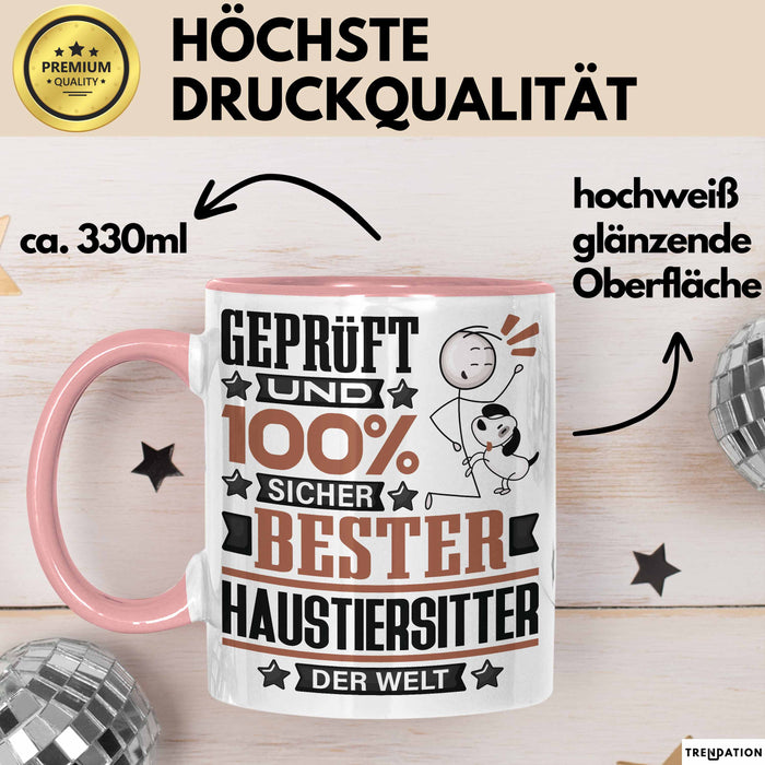Haustiersitter Geschenk Lustiger Spruch für Haustiersitter Geschenkidee Bester Haustiersitter Der Welt Rosa Trendation