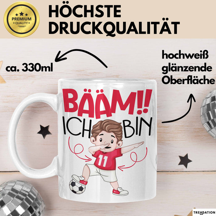 Bääm Ich Bin 11 Tasse Jungs Fußball Geschenk 11. Geburtstag Weiß Trendation