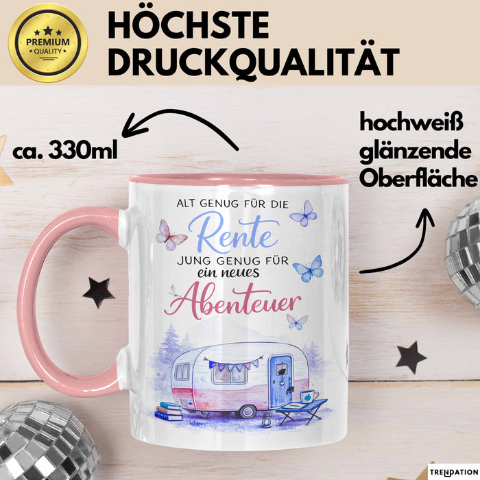 Rentner Pensionär Sarkasmus Tasse Geschenk Lustige Geschenkidee Spruch Alt Genug Für Die Rente Rosa Trendation