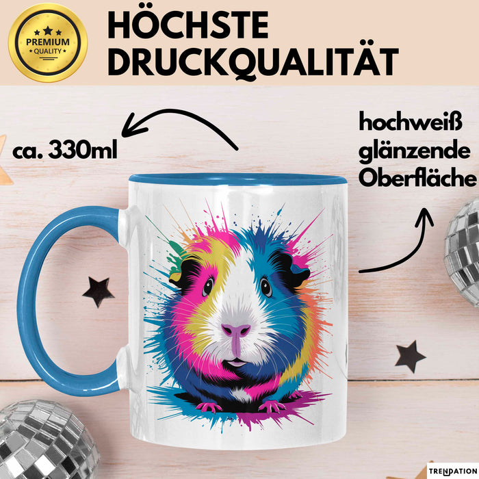 Buntes Meerschweinchen Tierliebhaber Tasse Geschenk Lustige Geschenkidee Spruch Blau Trendation