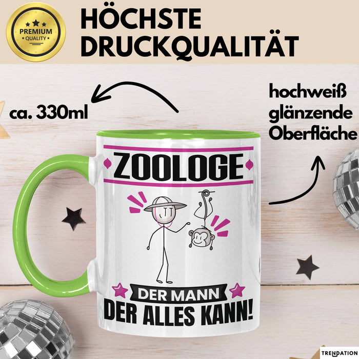 Zoologe Tasse Geschenk für Zoologe Der Mann Der Alles Kann Geschenkidee zum Geburtstag Grün Trendation