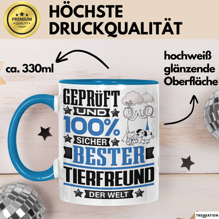 Tierfreund Geschenk Lustiger Spruch für Tierfreund Geschenkidee Bester Tierfreund Der Welt Blau Trendation