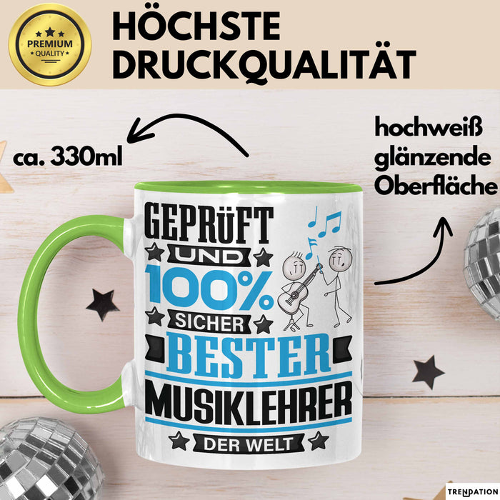 Musiklehrer Geschenk Lustiger Spruch für Musiklehrer Geschenkidee Bester Musiklehrer Der Welt Grün Trendation