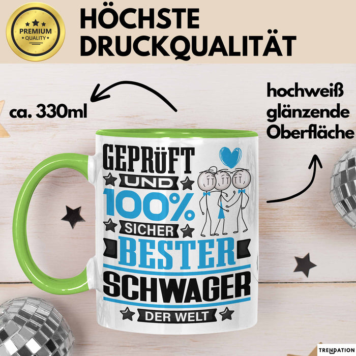 Schwager Geschenk Lustiger Spruch für Schwager Geschenkidee Bester Schwager Der Welt Grün Trendation
