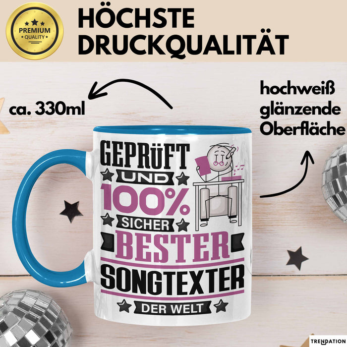 Songtexter Geschenk Lustiger Spruch für Songtexter Geschenkidee Bester Songtexter Der Welt Blau Trendation