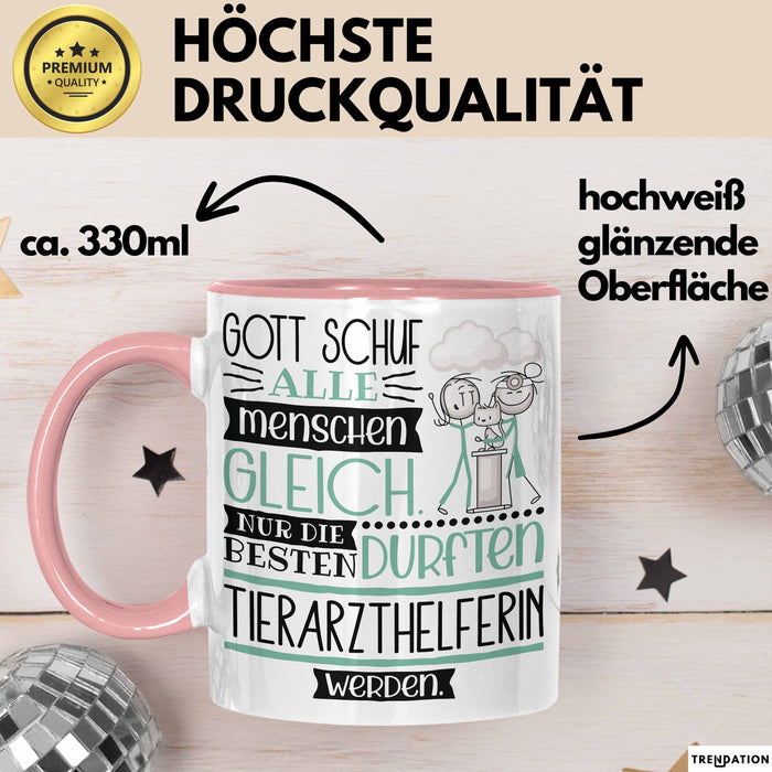 Tierarzthelferin Geschenk Becher Tasse Gott Schuf Alle Menschen Gleich Nur Die Besten Durfeten Tierarzthelferin Werden Geschenkidee Lustig Rosa Trendation