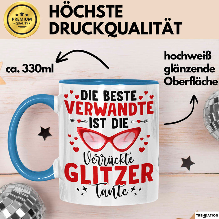 Tante Verwandte Tasse Geschenk Lustige Geschenkidee Spruch Beste Tante Blau Trendation