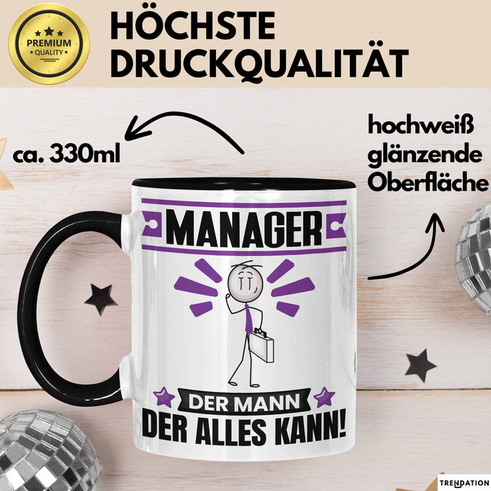 Manager Tasse Geschenk für Manager Der Mann Der Alles Kann Geschenkidee zum Geburtstag Schwarz Trendation