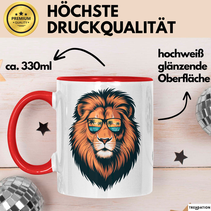 Löwenkunst Sonnenbrille Tasse Geschenk Lustige Geschenkidee Spruch Rot Trendation