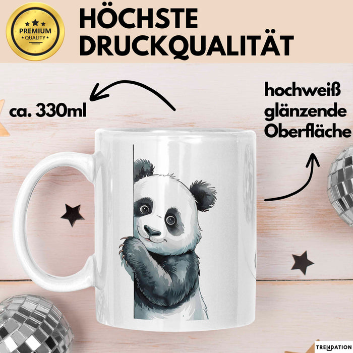 Süßer Panda Tasse Geschenk Lustige Geschenkidee Spruch Weiß Trendation