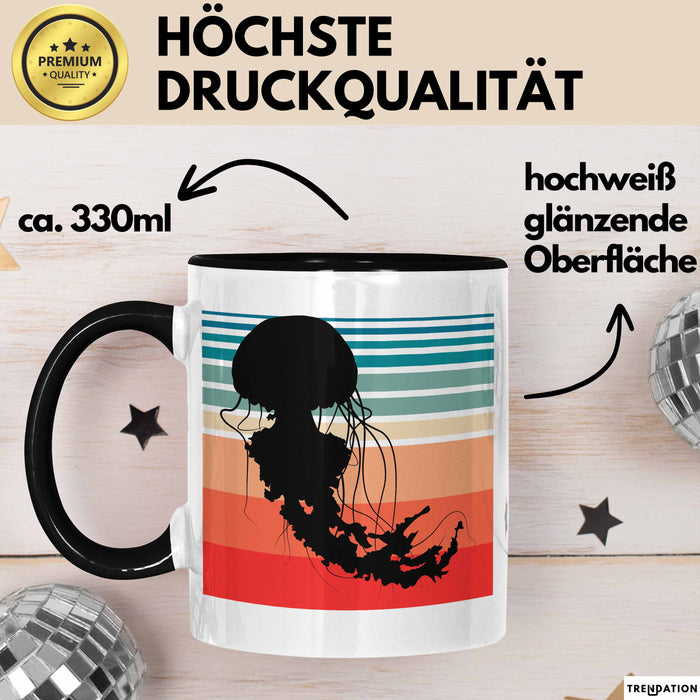 Quallen-Liebhaber Tasse Geschenkdiee Vintage Look Retro Becher Trendation