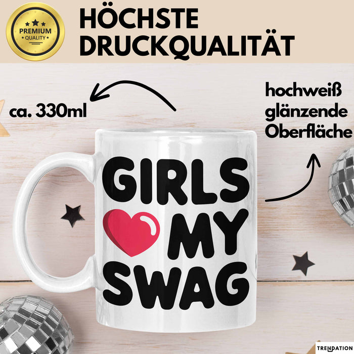 Sarkastische Jungs Sarkasmus Tasse Geschenk Lustige Geschenkidee Spruch Mädchen Lieben Meinen Swag Weiß Trendation